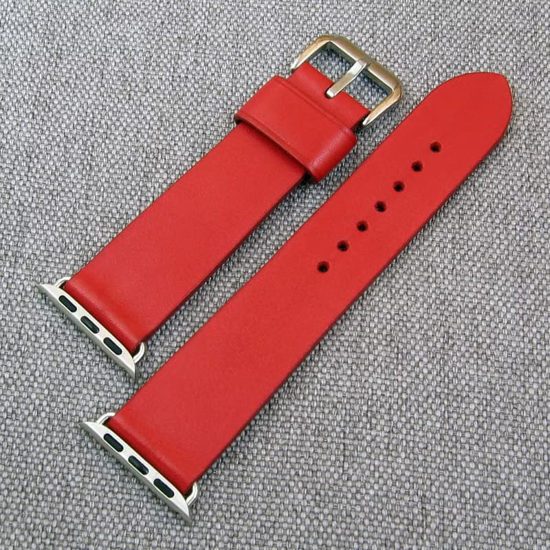 蘋果手錶表帶。紅色。真皮 純手工製作。任何尺寸。