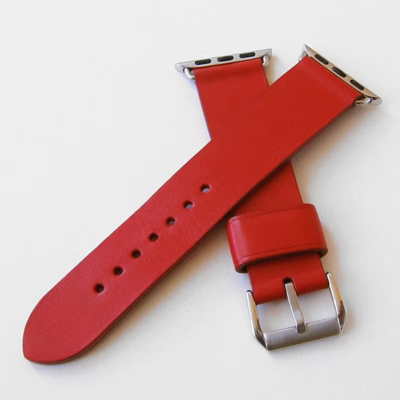 蘋果手錶表帶。紅色。真皮 純手工製作。任何尺寸。