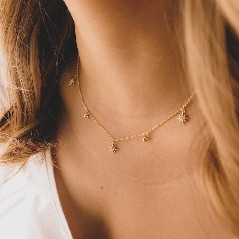 光芒四射八芒星項鍊 - 14K注金 - 歐美項鏈 - 金色項鏈