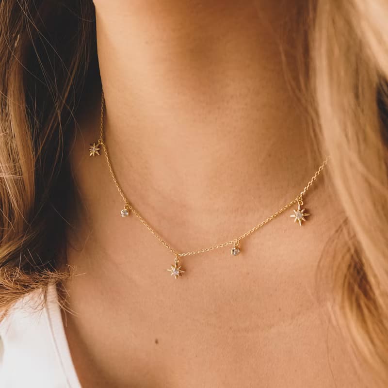 光芒四射八芒星項鍊 - 14K注金 - 歐美項鏈 - 金色項鏈