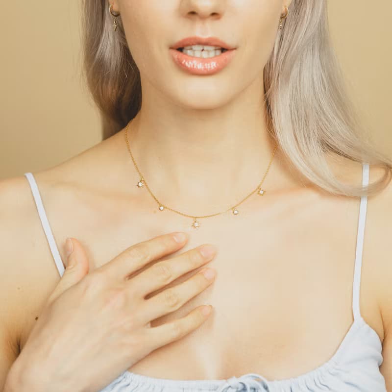 光芒四射八芒星項鍊 - 14K注金 - 歐美項鏈 - 金色項鏈