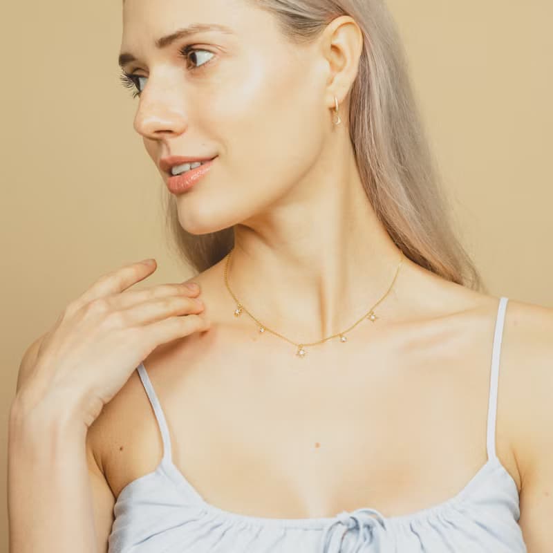 光芒四射八芒星項鍊 - 14K注金 - 歐美項鏈 - 金色項鏈