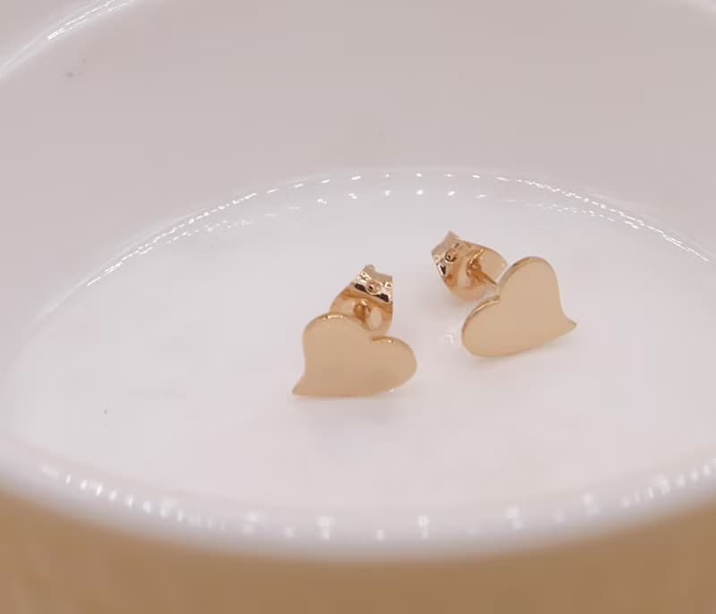 Handmade HEART EARRING - PINK GOLD PLATED ,Little Me by CASO jewelry