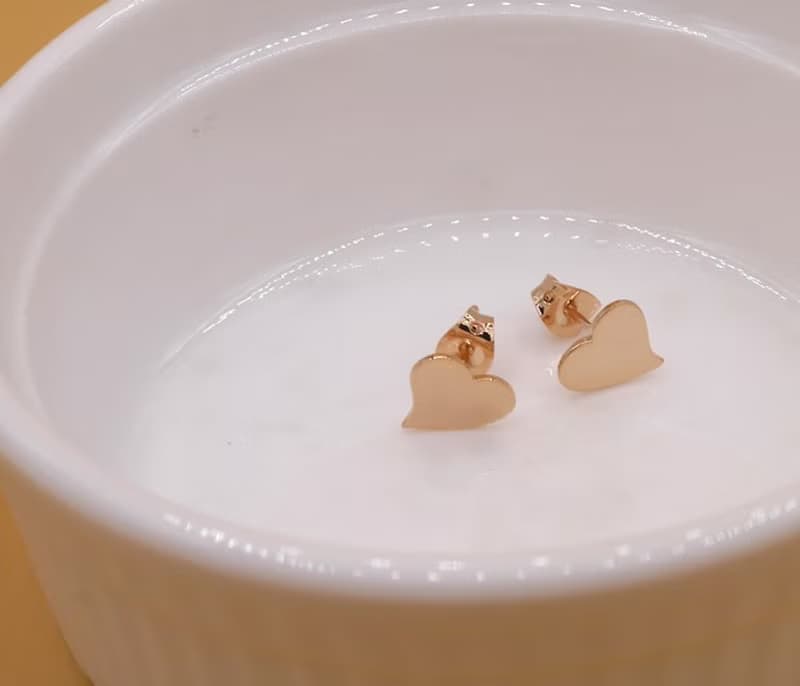 Handmade HEART EARRING - PINK GOLD PLATED ,Little Me by CASO jewelry