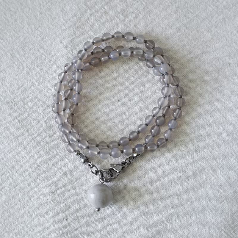 Smoky Musk Grey Agate Necklace