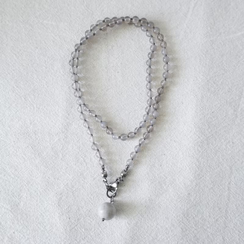 Smoky Musk Grey Agate Necklace