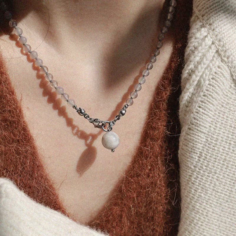 Smoky Musk Grey Agate Necklace
