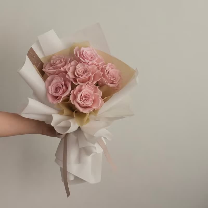 /粉色永生玫瑰花束/情人節 七夕 生日禮物 永生花 玫瑰 粉色