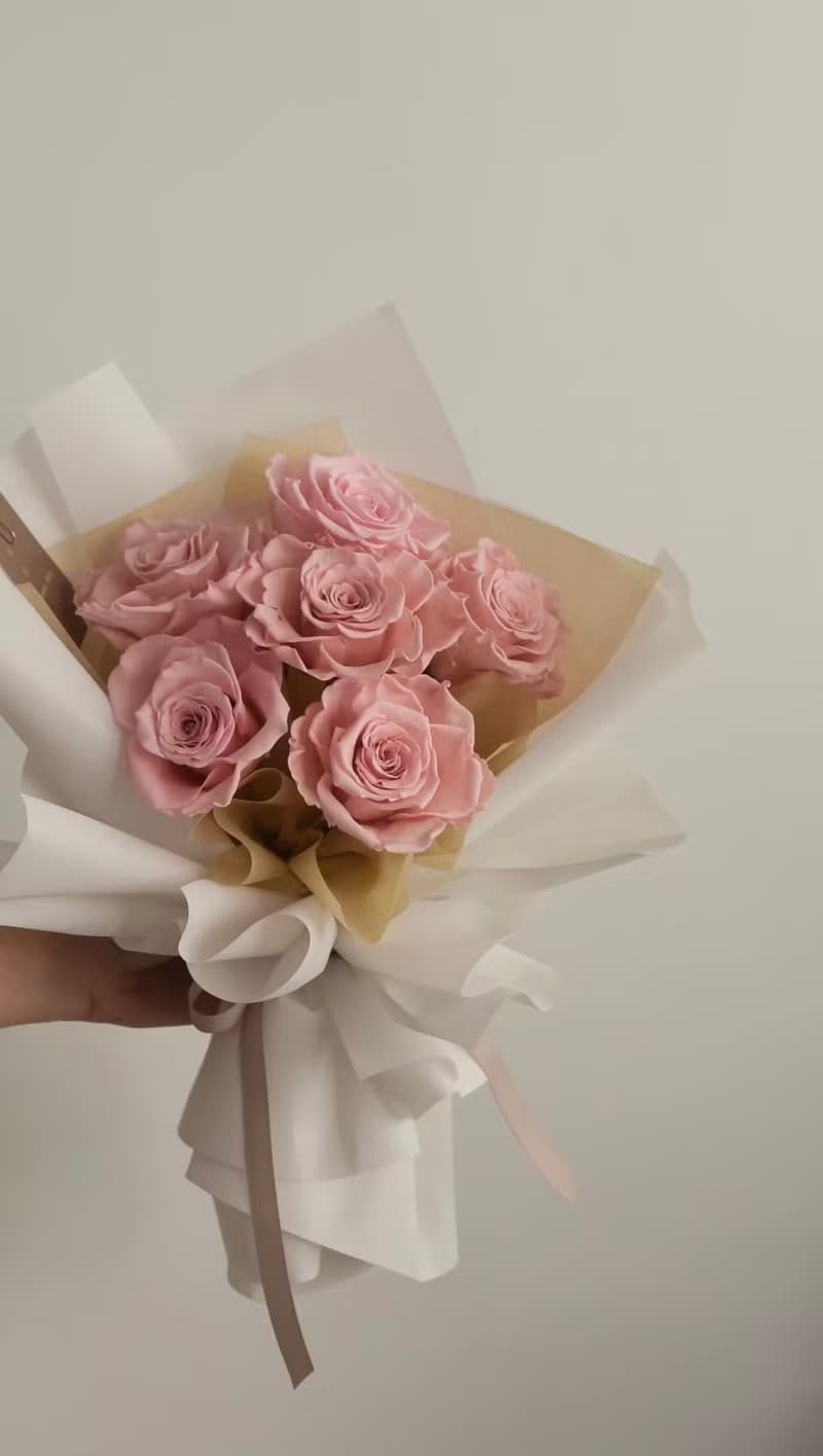 /粉色永生玫瑰花束/情人節 七夕 生日禮物 永生花 玫瑰 粉色