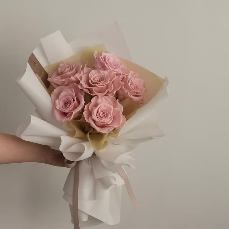 /粉色永生玫瑰花束/情人節 七夕 生日禮物 永生花 玫瑰 粉色