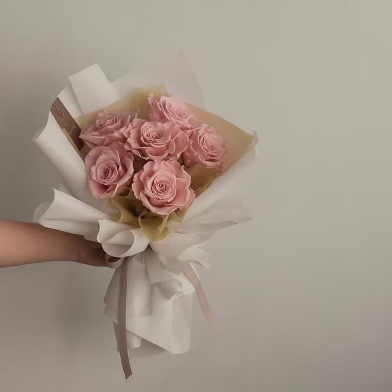 /粉色永生玫瑰花束/情人節 七夕 生日禮物 永生花 玫瑰 粉色