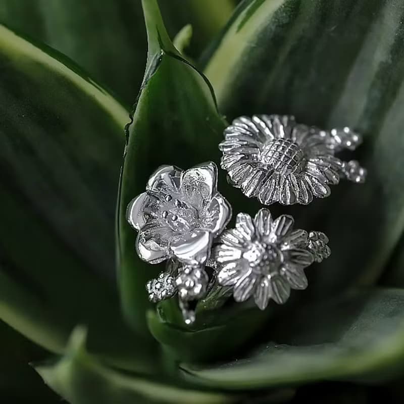 フリーサイズ ちいさなブーケのリング　MODEL silver by Gravi