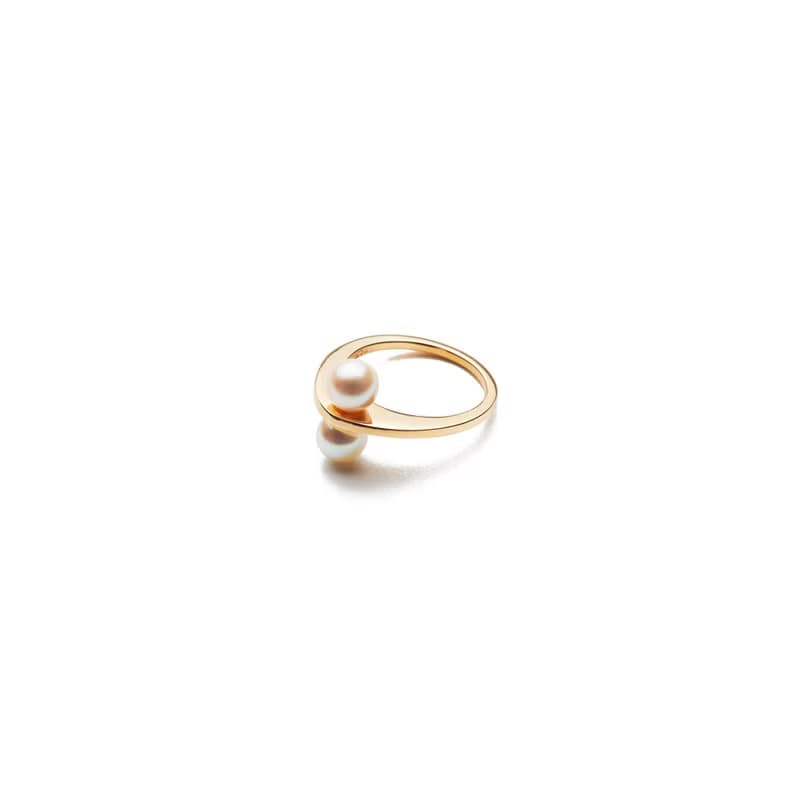 Akoya珍珠尖角戒指 925銀厚鍍18K金 Rosette Pearl Ring