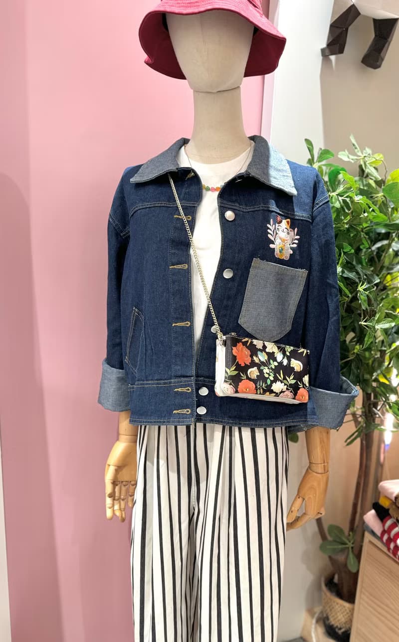 SHUKI 刺繡 招財貓繡花 牛仔褸外套