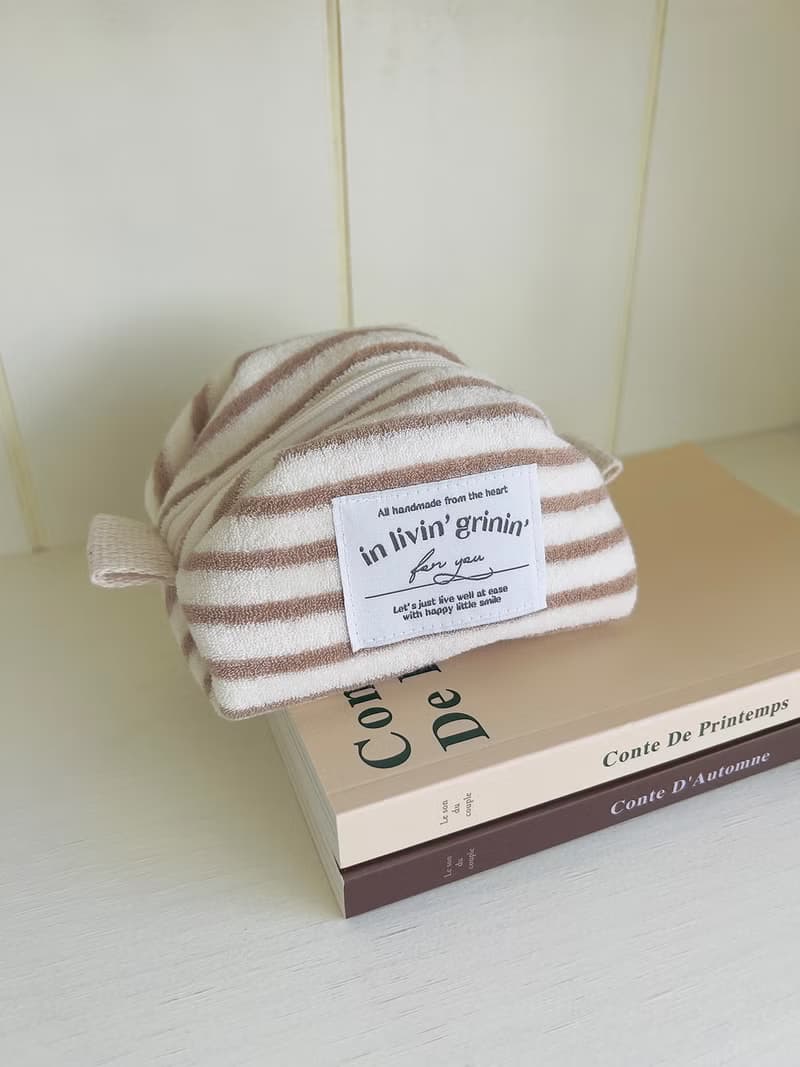 terry stripe pouch S_mocha