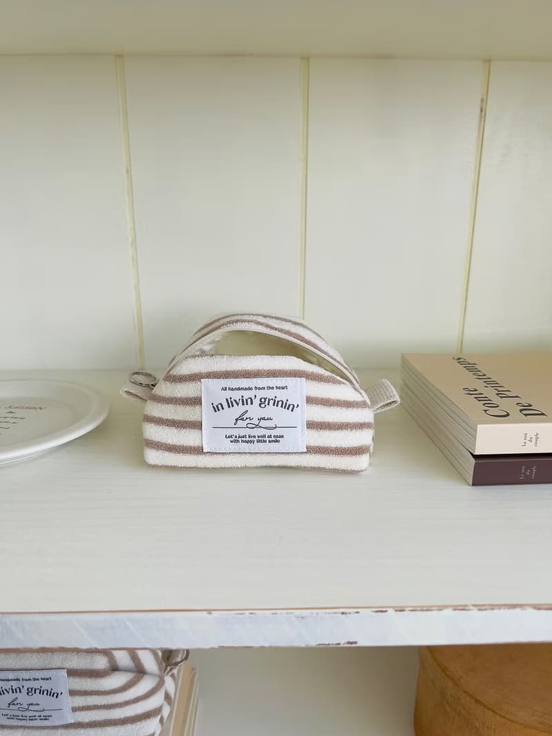 terry stripe pouch S_mocha