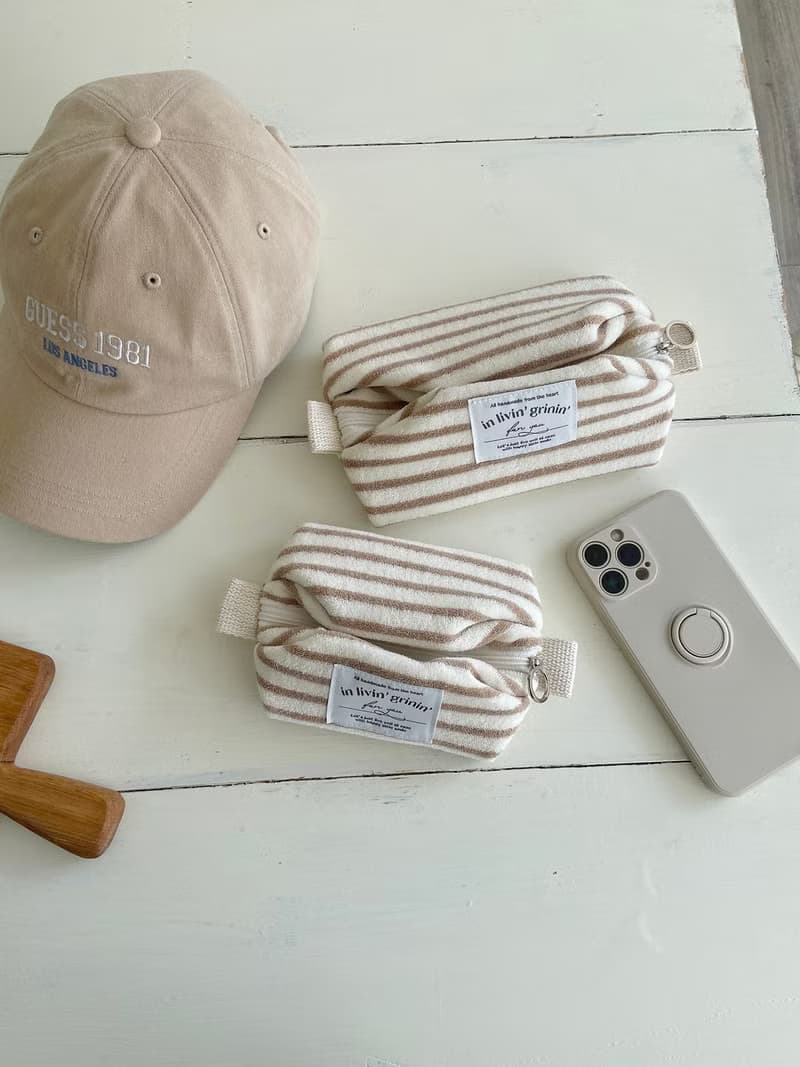 terry stripe pouch S_mocha