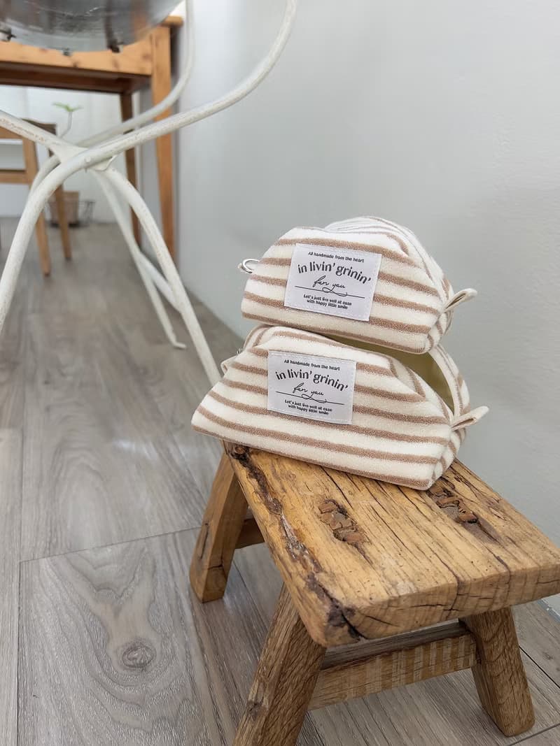 terry stripe pouch S_mocha