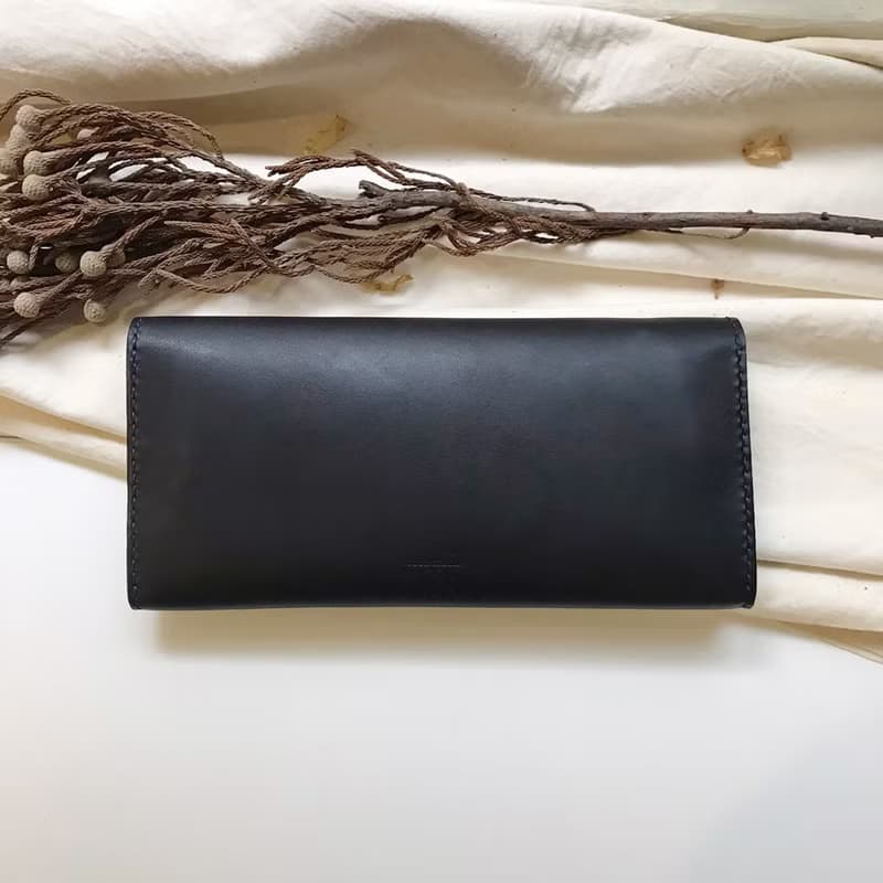 植鞣真皮長夾_8卡層_2鈔票層_零錢袋_黑