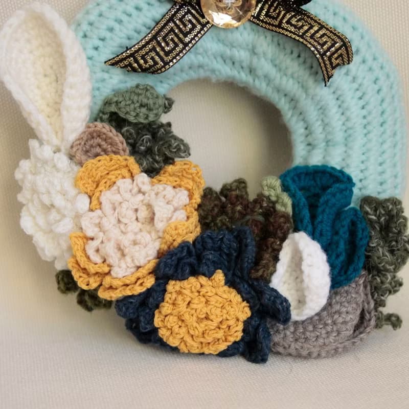 手鉤毛線 耶誕禮物 裝飾 聖誕花圈 聖誕禮物 蒂芬妮天青 節慶布置