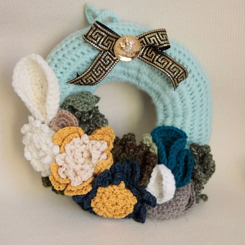 手鉤毛線 耶誕禮物 裝飾 聖誕花圈 聖誕禮物 蒂芬妮天青 節慶布置