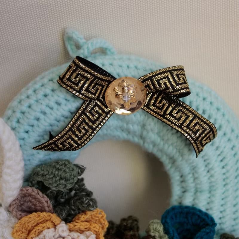 手鉤毛線 耶誕禮物 裝飾 聖誕花圈 聖誕禮物 蒂芬妮天青 節慶布置