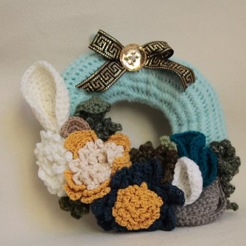 手鉤毛線 耶誕禮物 裝飾 聖誕花圈 聖誕禮物 蒂芬妮天青 節慶布置