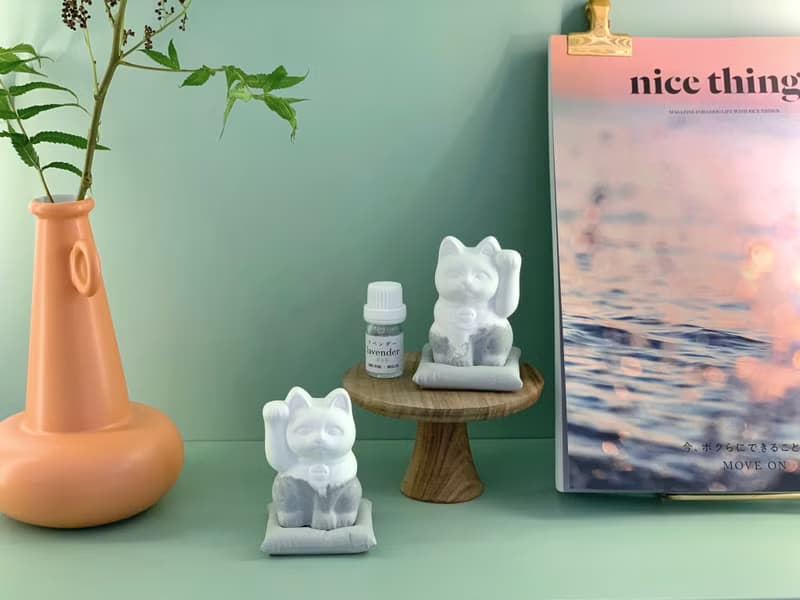 元袓版 水泥招財猫擴香座 (一對購買) / 左、右招手款 / 水泥咕𠱸