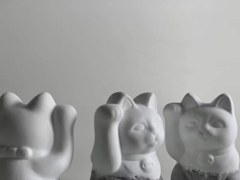 元袓版 水泥招財猫擴香座 (一對購買) / 左、右招手款 / 水泥咕𠱸