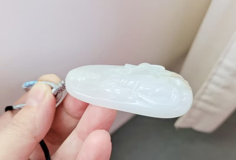 【親翠】天然翡翠 冰純純牛奶底撒金站觀音雕節式繩項鍊 佛系