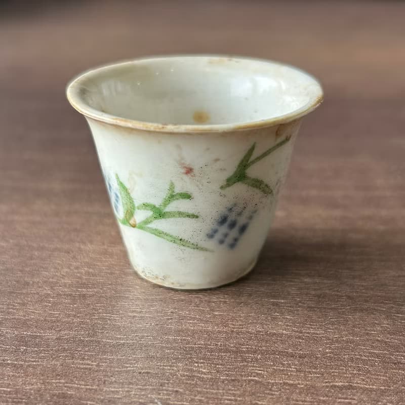 中國 清三代粉彩手繪功夫小杯│手繪古樸一口杯 民窯燒製