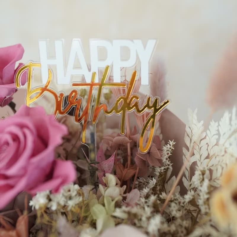 永生玫瑰花束－奶茶粉紅