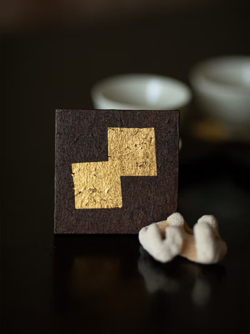 金箔柿漆杯托 五客/組