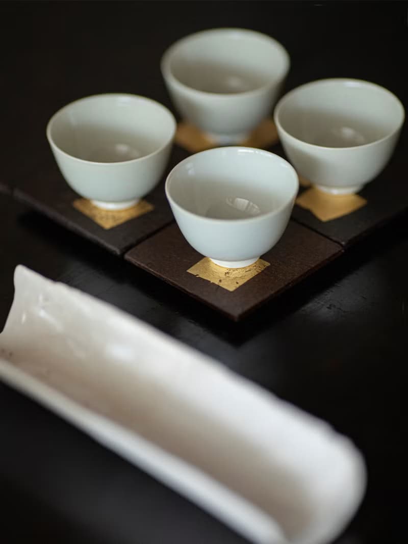 金箔柿漆杯托 五客/組
