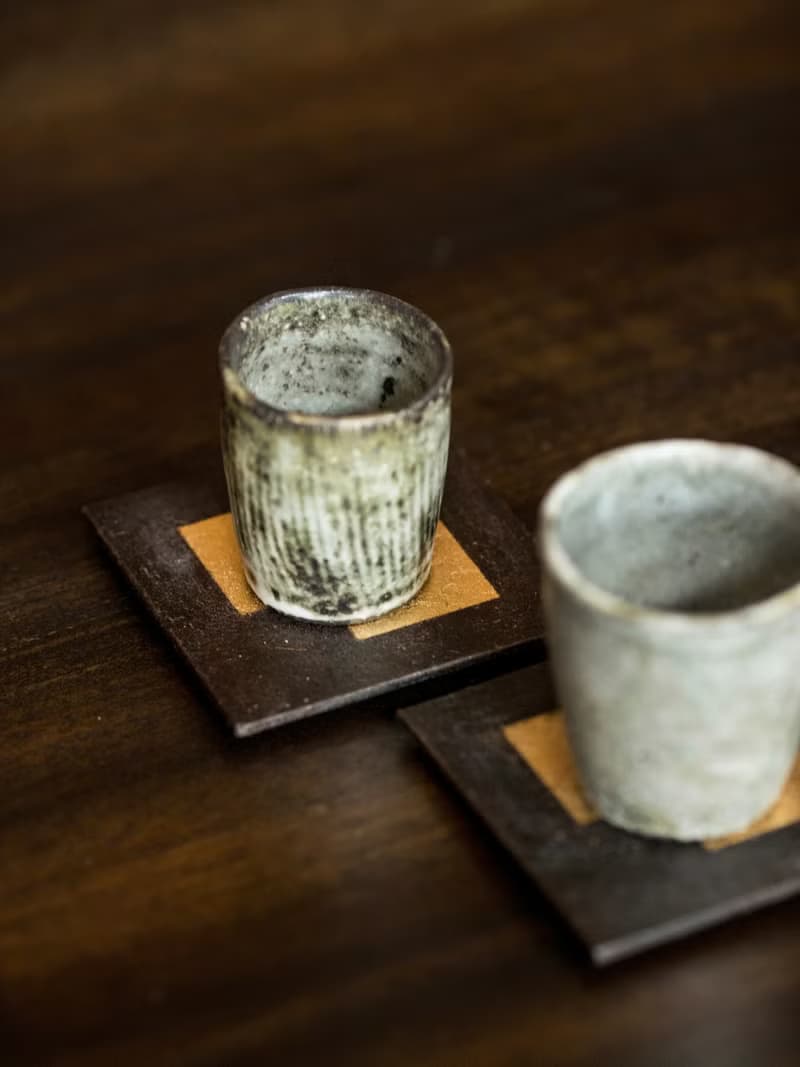 金箔柿漆杯托 五客/組