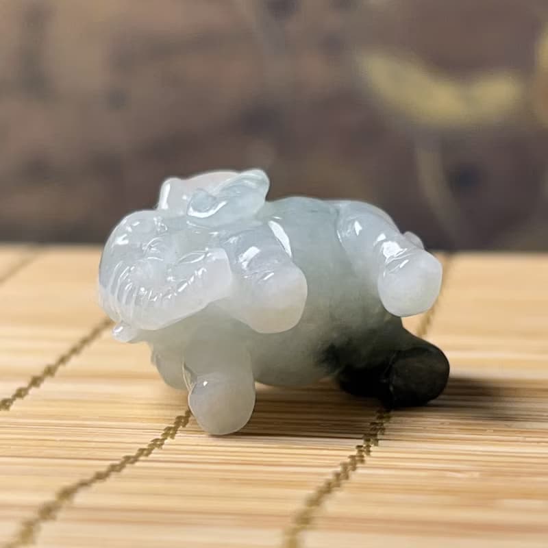 【吉象如意】冰種飄花翡翠大象 | 天然緬甸玉A貨翡翠 | 送禮
