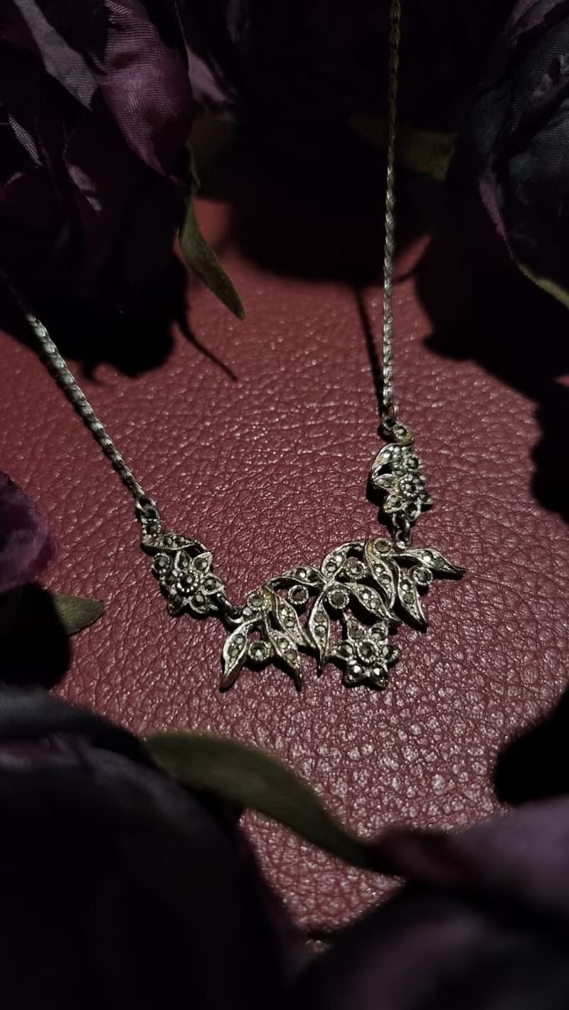 裝飾藝術時期(1915-1935)白鐵礦花朵項鍊【畢業禮物】