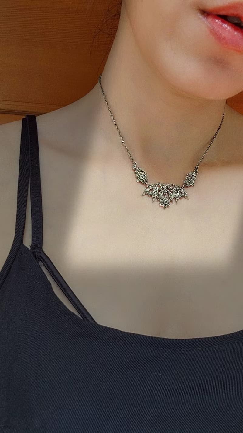 裝飾藝術時期(1915-1935)白鐵礦花朵項鍊【畢業禮物】