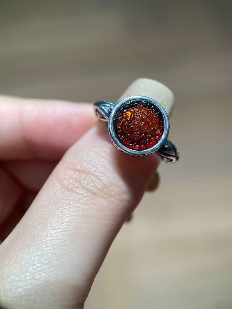 血珀 扎基拉姆 S925銀戒指 招財
