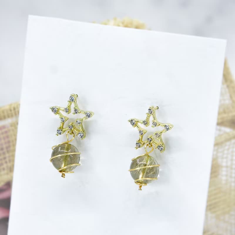 Giftest 真言金語 / 金髮晶基督教耶穌福音飾品耳環聖經水晶J22