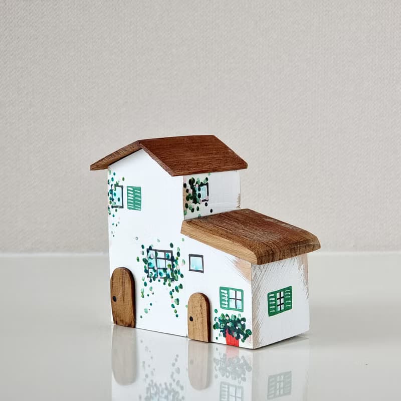 Switzerland wooden house on timber white-light green