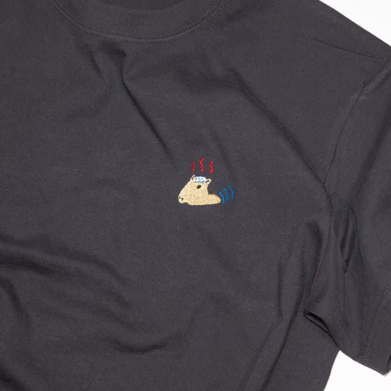 父の日のギフトに。カピバラ温泉　刺しゅう Tシャツ　ユニセックスS〜XXXL、レディースS〜L　Tcollector