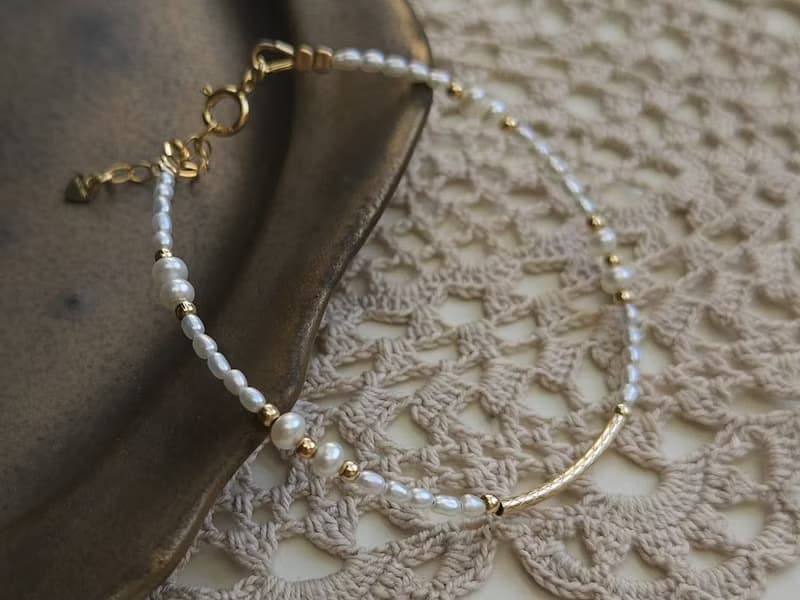 14kgf 淡水珍珠極簡天然石手鍊