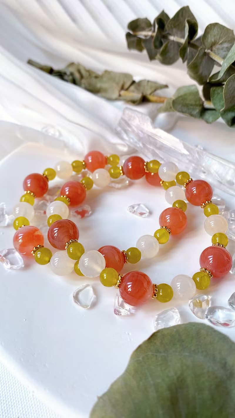 夏日扶桑花||緋紅瑪瑙/粉紅瑪瑙/青提奶蓋/水晶手鍊