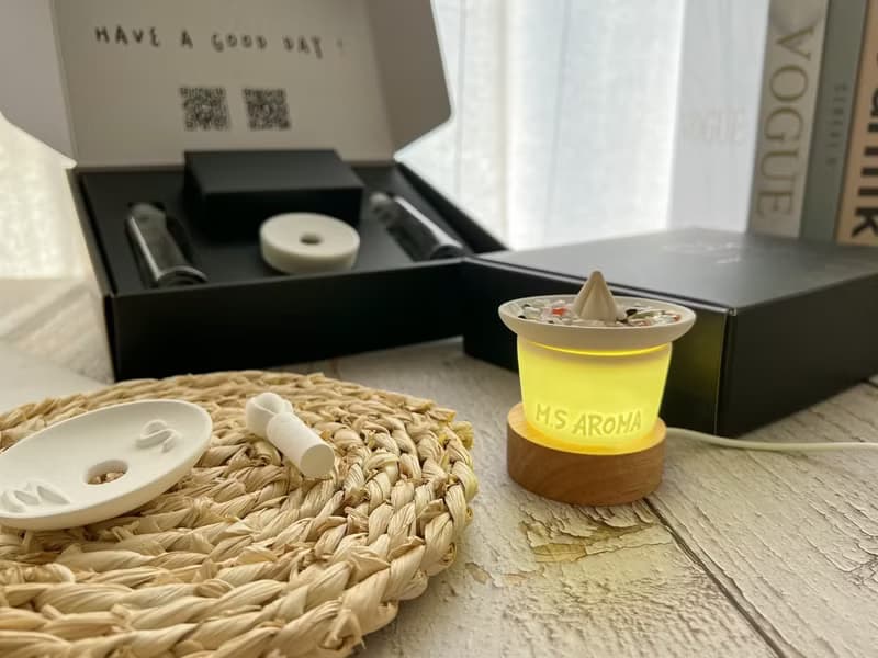【簡約質感陶瓷擴香禮盒】水晶擺飾 ∣ 結合小夜燈功能