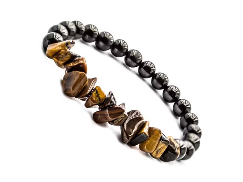 天然次石墨彈力手鏈和虎眼石珠子