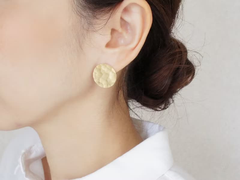 真鍮イヤリング　surface　蝶バネ クリップ式　clip-on earrings