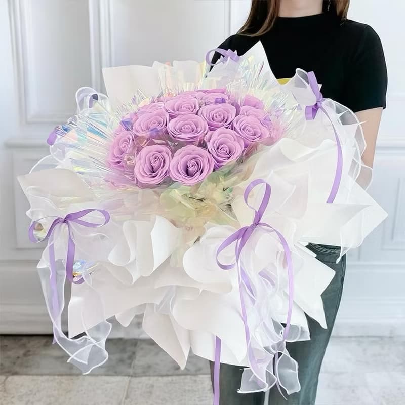 炫彩夏戀蕾絲風香水玫瑰巨型花束