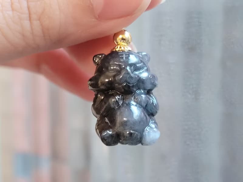 【親翠】天然翡翠 奶兇冰烏雞胖肚萌猛虎項鍊 生肖 虎 送禮首選