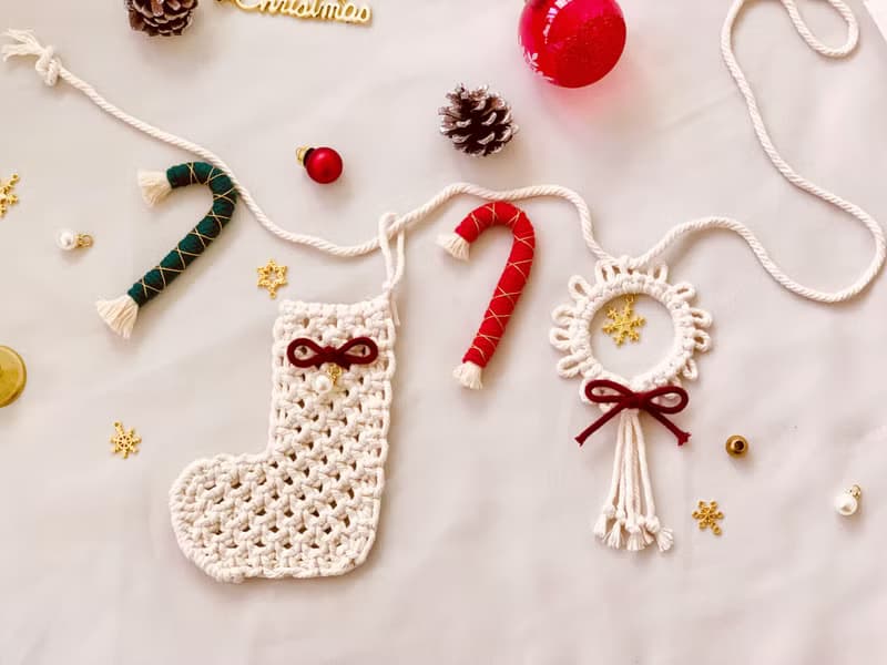 【Macrame DIY材料包】北歐風 聖誕樹掛飾 I 掛旗  節慶限定優惠